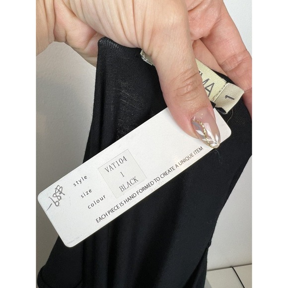 NEW Alquema Cold Open Shoulder Tunic Size 1 US 6 Solid Black Lagenlook Womens - Picture 11 of 12